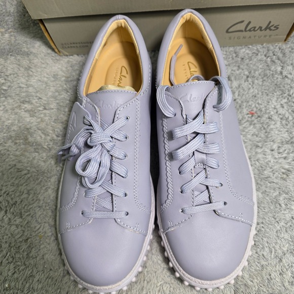 Clarks Mayhill Walk Lilac Purple Leather Platform Sneakers Womens 8M NEW - Picture 2 of 6